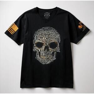 Grunt Style Skull Graphic Tee XXL Black USA Flag Military Shirt Cotton Patriotic